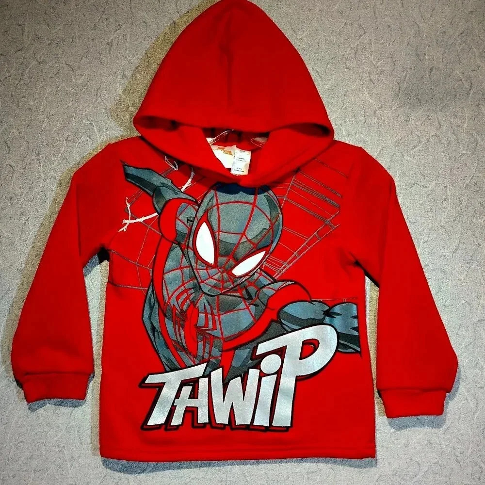 Marvel Spiderman THWIP Red Long Sleeve Hoodie in  Kids Size 6